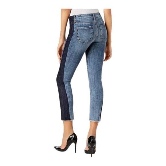Kut From The Kloth Reese Ankle Crop Straight Leg Two Tone Raw Hem Jeans US 2 - Picture 2 of 15